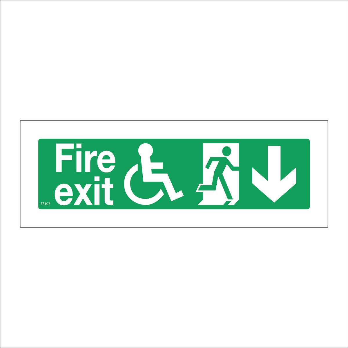 Disabled Fire Exit Below Sign With Wheelchair Running Man Door Arrow 