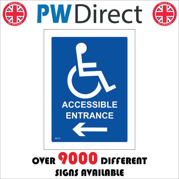 GE125 Accessible Entrance Sign with Wheelchair Arrow