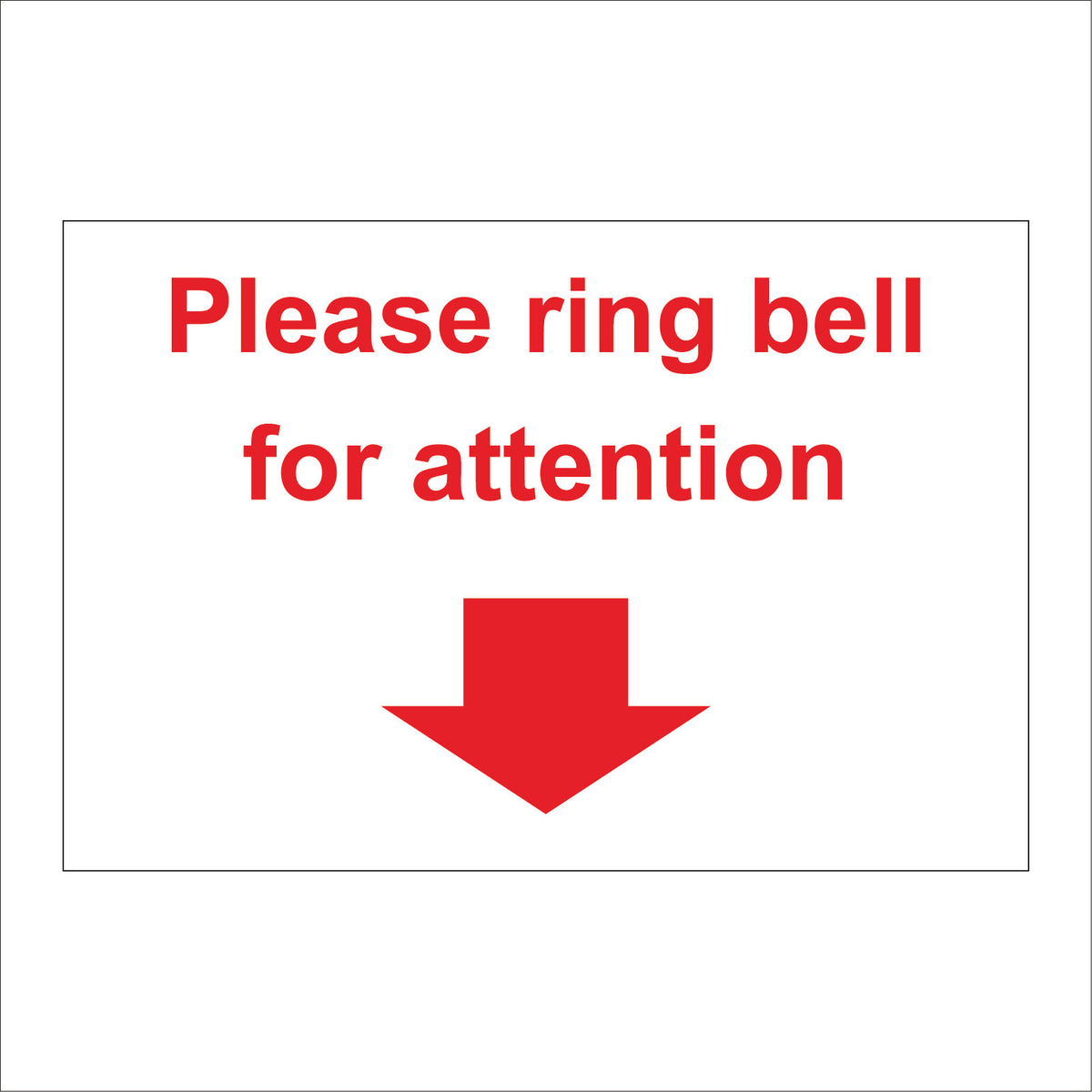 Please Ring Bell For Attention Arrow Down Red