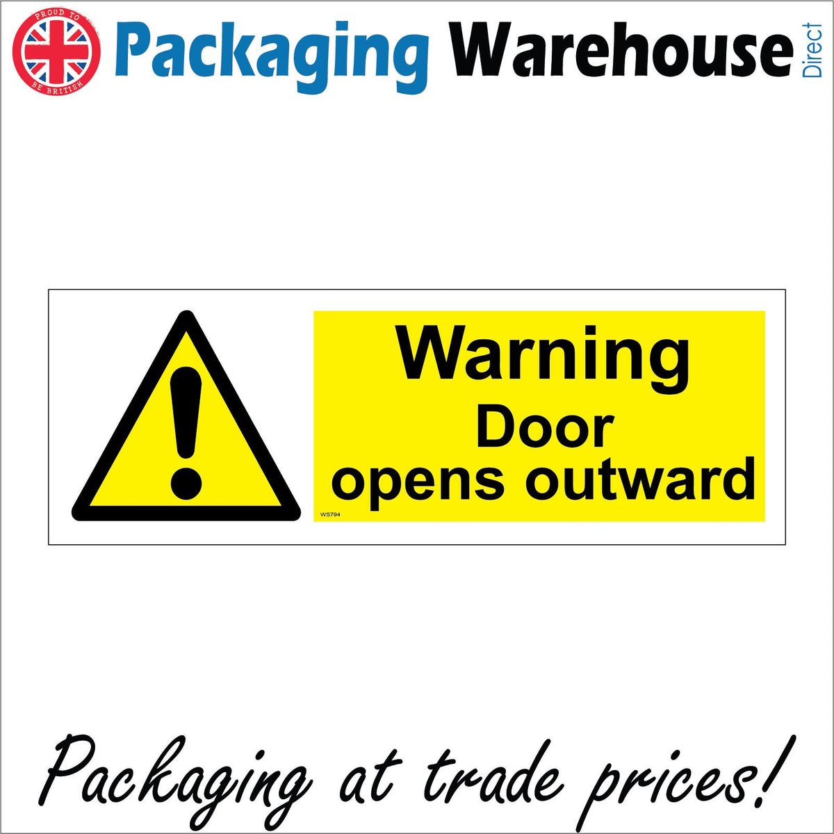Warning Doors Open Outward Sign with Triangle Exclamation Mark PWDirect