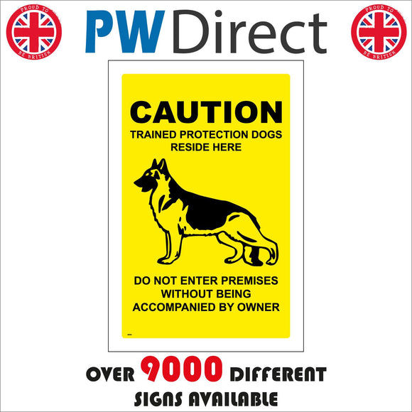 SE055 Caution Trained Protection Dog Sign with Dog