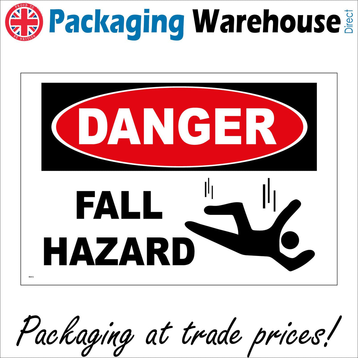 WS413 Danger Fall Hazard Sign with Falling Person – PWDirect
