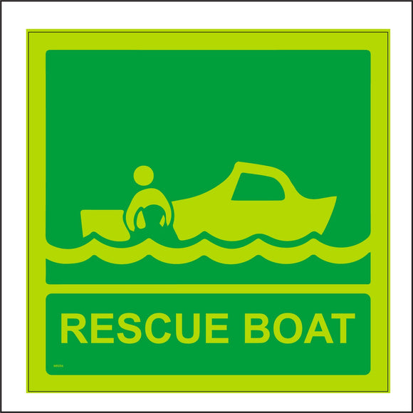 MR054 Rescue Boat Sign with Boat Waves People
