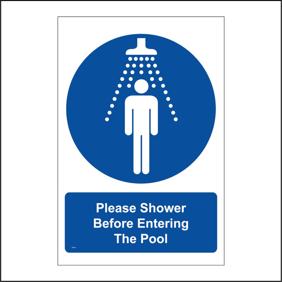 MA301 Please Shower Before Entering The Pool Sign with Person Shower Water