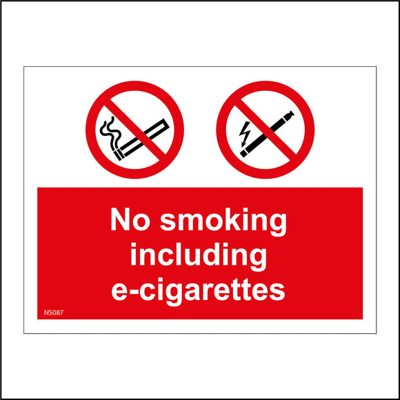 NS087 No Smoking Or Vaping Beyond This Point Sign with 2 Circles E-Cigarette & Cigarette