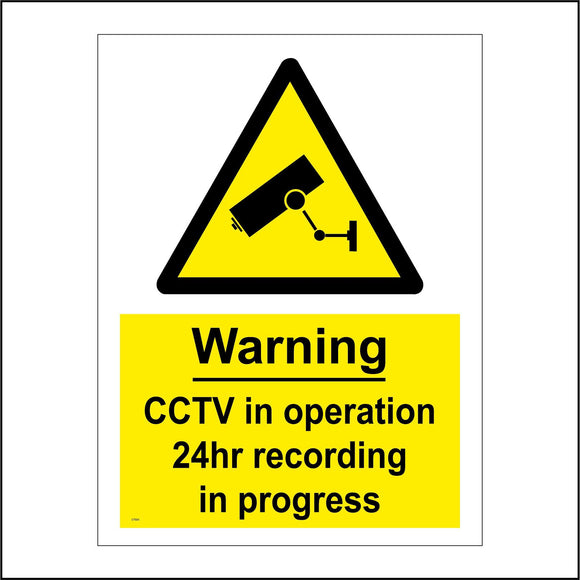 CT033 Warning Cctv In Operation 24Hr Recording In Progress Sign with Camera Triangle