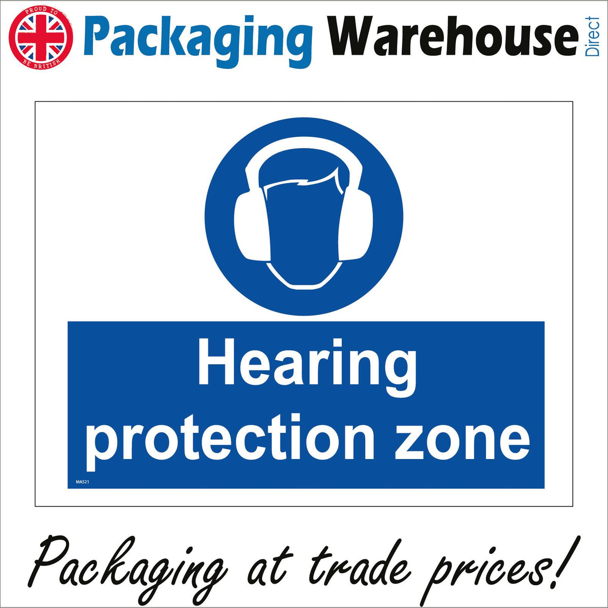 Hearing Protection Zone Sign with Circle Face Ear Defenders PWDirect