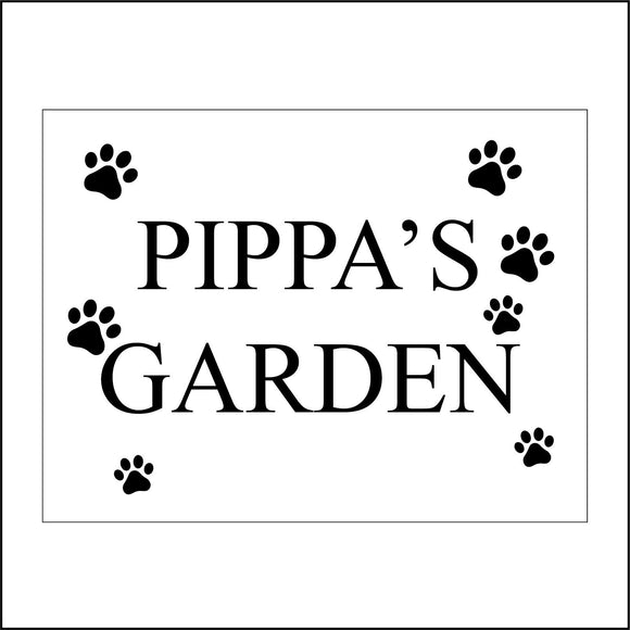 CM180 Pippa's Garden Sign with Paw Prints