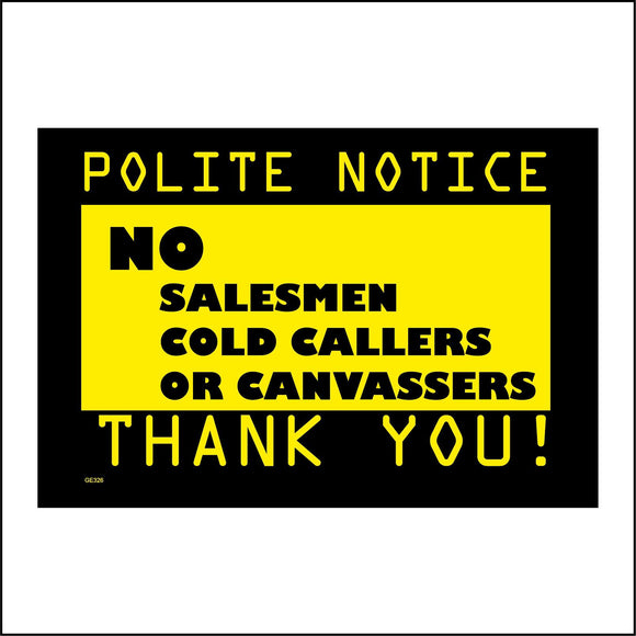 GE326 Polite Notice No Cold Callers Sign