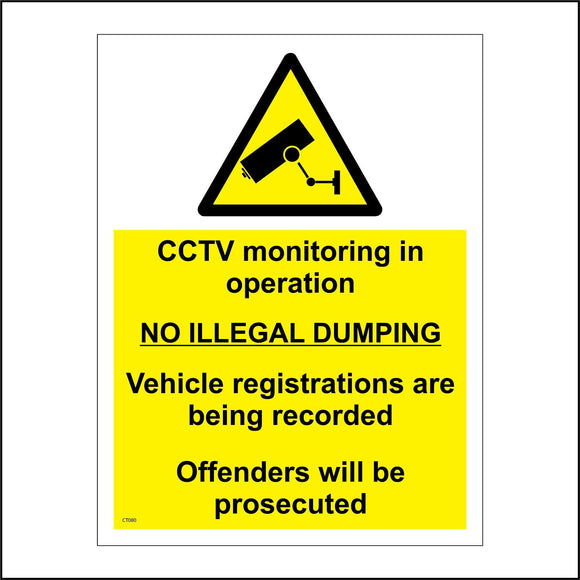 CT080 CCTV No Illegal Dumping Vehicle Registration Fly Tipping Waste