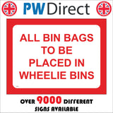 CS718 All Bin Bags To Be Placed In Wheelie Bins