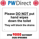 TS221 Please Do Not Put Hand Wipes Down The Toilet Block Drain