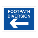 CS055 Footpath Diversion Left Sign with Arrow Left