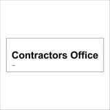 CS684 Contractors Office Cabin Black On White Plaque