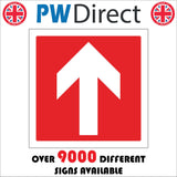 FI343 Arrow Up Forward Straight Ahead North White On Red