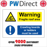 MU379 Warning Fragile Roof Area Crawling Boards Ladders Used