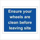 CS270 Ensure Your Wheels Are Clean Before Leaving Site Sign