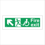 FS346 Fire Exit Emergency Left North Diagonal Arrow Wheelchair