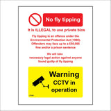 CT089 No Fly Tipping Warning CCTV In Operation