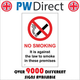 NS132 No Smoking It Is Against  the Law To Smoke In Premises