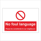 GG293 No Foul Language Please Be Considerate To Our Neighbours