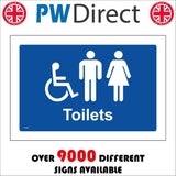 TS199 Male Female Disabled Toilets White On Blue