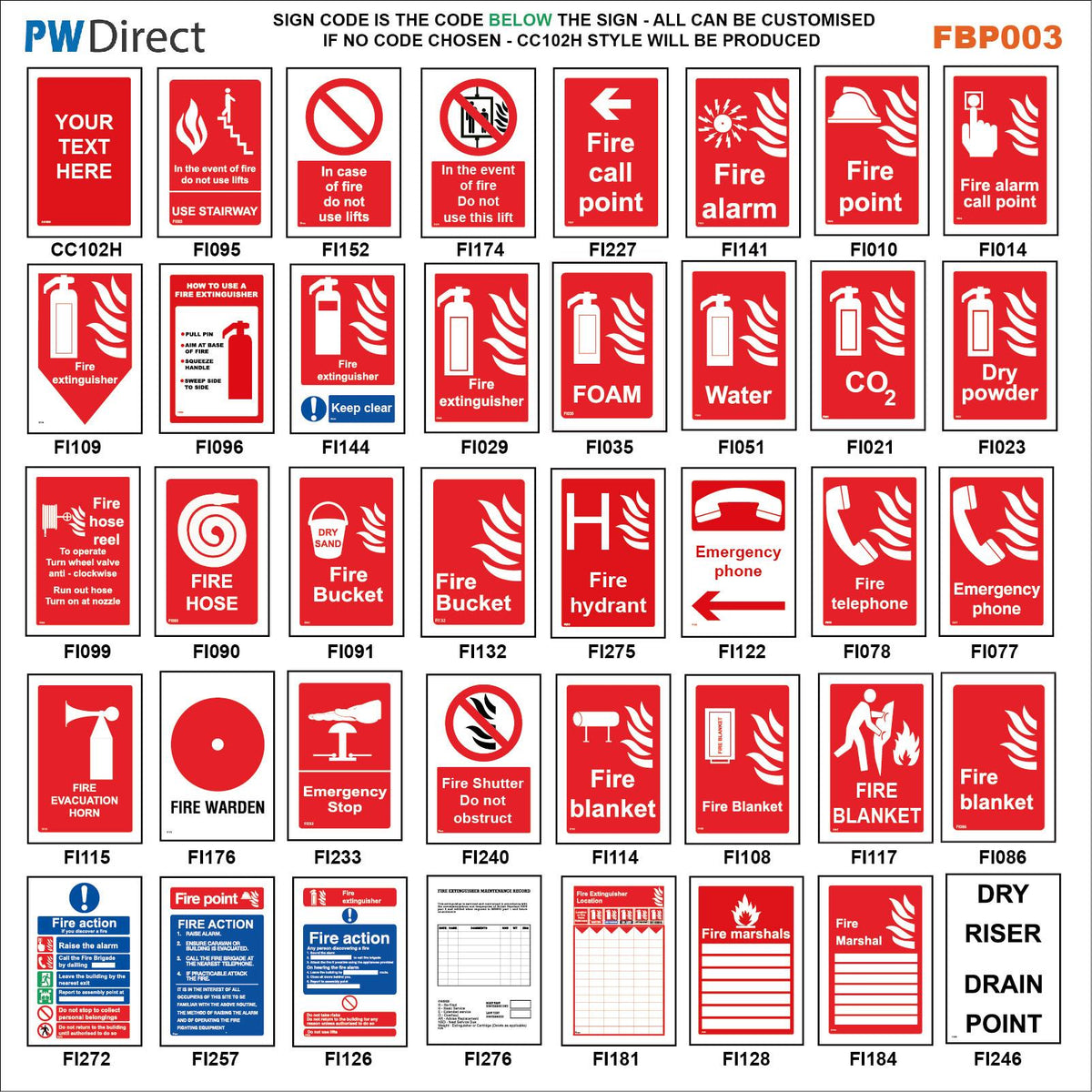 Fire Alarm Call Point Extinguisher Action Bucket Hydrant, FBP003 – PWDirect