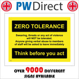 GG324 Zero Tolerance Think Before You Act Swearing Violence