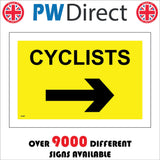VE485 Cyclists Right Arrow Route Direction Black On Yellow