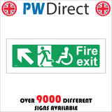 FS346 Fire Exit Emergency Left North Diagonal Arrow Wheelchair