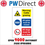 MU406 Warning Cattle Grazing Gates Closed Dogs On Lead