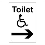 TS074 Disabled Toilet Right Arrow Black On White