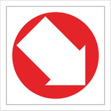 FI344 Arrow Down Right White On Red Circle
