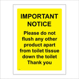 TS029 Important Notice No Products Only Toilet Tissue Flushed