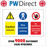 MB047 Caution Asbestos Wear PPE No Admittance Unauthorised