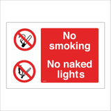 MU033 No Smoking No Naked Lights Sign with Circle Cigarette Lit Match