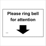 GG448 Please Ring Bell For Attention Down Arrow