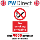 NS115 No Smoking Or Vaping Banned Prohibited Forbidden