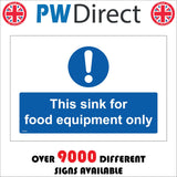 MA899 This Sink For Food Equipment Only