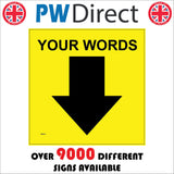 WM064J Custom Words Choice Yellow Down South Arrow Text Trail