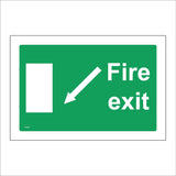 FS372 Fire Exit Diagonal Down Left Arrow