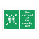 FS579 Man Ymgynnull Tan Fire Assembly Point Welsh English