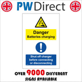 MU381 Danger Batteries Charging Shut Off Charger