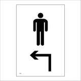 TS061 Male Toilets Up Left Arrow Black On White