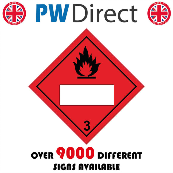 HA279 Flammable 3 Space Details White Box Red Diamond Placard