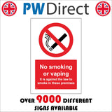 NS117 No Smoking Or Vaping Against The Law On These Premises