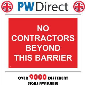 CS051 No Contractors Beyond This Barrier Sign