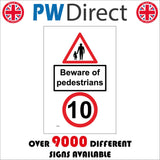 TR789 Beware Of Pedestrians 10 mph