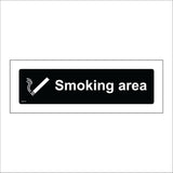 NS157 Smoking Area White On Black Plaque