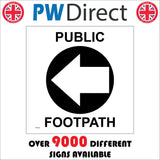 WM073A Circle Public Footpath Left West Arrow Black Guide Trail